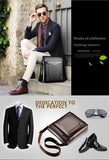 Black Men'S Crossbody Bag Leather Crossbody Bag Travel Bag Everyday Carry Bag