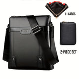 Black Men'S Crossbody Bag Leather Crossbody Bag Travel Bag Everyday Carry Bag