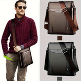 Black Men'S Crossbody Bag Leather Crossbody Bag Travel Bag Everyday Carry Bag