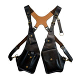 Brown Gray Blue Black Leather Chest Rig Travel Backpack Outdoor Backpack Leather Backpack Adjustable