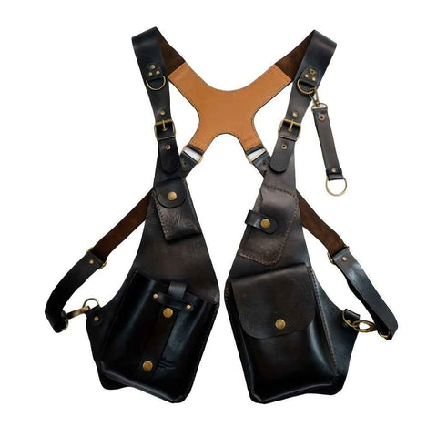 Brown Gray Blue Black Leather Chest Rig Travel Backpack Outdoor Backpack Leather Backpack Adjustable