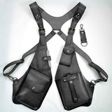 Brown Gray Blue Black Leather Chest Rig Travel Backpack Outdoor Backpack Leather Backpack Adjustable