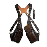 Brown Gray Blue Black Leather Chest Rig Travel Backpack Outdoor Backpack Leather Backpack Adjustable