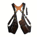 Brown Gray Blue Black Leather Chest Rig Travel Backpack Outdoor Backpack Leather Backpack Adjustable