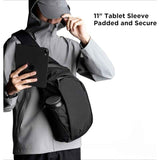 Black Blue sling backpack, luggage pass-through, concealed zip pocket, travel backpack, high-quality backpack, tablet backpack, Australia travel, everyday carry, anti-theft backpack