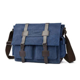 Navy Black Blue Canvas Messenger Bag Travel Bag High-Quality Bag Adjustable Strap Multiple