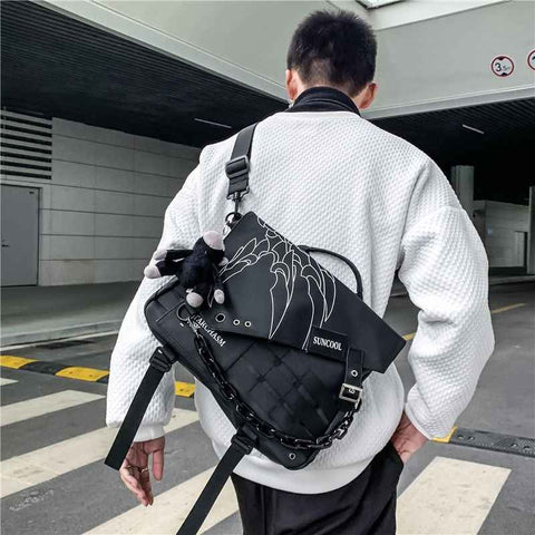 Black Trendy Cross-Body Backpack High-Quality Backpack Travel Backpack Daily Use
