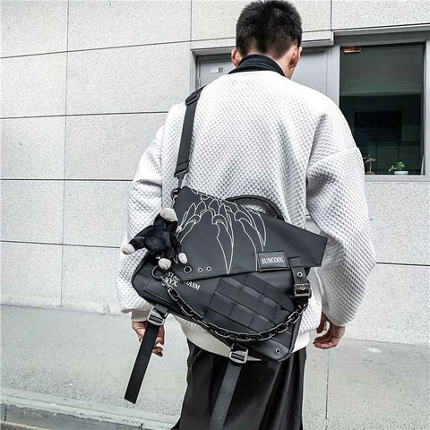 Gray Black Cross-Body Backpack Travel Backpack Fashionable Backpack High-Quality Backpack