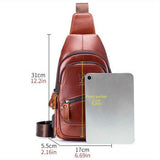 Brown Leather Sling Backpack Top-Grain Cowhide Backpack Travel Sling Bag Stylish