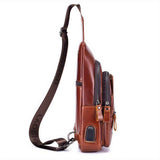 Brown Leather Sling Backpack Top-Grain Cowhide Backpack Travel Sling Bag Stylish