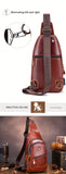 Brown Leather Sling Backpack Top-Grain Cowhide Backpack Travel Sling Bag Stylish