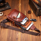 Brown Leather Sling Backpack Top-Grain Cowhide Backpack Travel Sling Bag Stylish