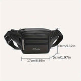 Black Brown Leather Fanny Pack Travel Fanny Pack Multi-Compartment Fanny Pack Adjustable
