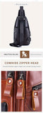 Black Brown Leather Sling Backpack Top-Grain Cowhide Travel Backpack Organized Storage