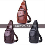 Black Brown Leather Sling Backpack Top-Grain Cowhide Travel Backpack Organized Storage