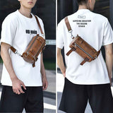 Brown Unisex Cross-Body Bag Travel Bag Leather-Like Bag Adjustable Strap Bag