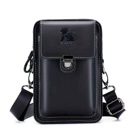 Black brown Leather Cross-Body Bag Genuine Leather Travel Bag Compact Crossbody Purse
