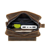 Black brown Leather Cross-Body Bag Genuine Leather Travel Bag Compact Crossbody Purse
