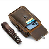 Black brown Leather Cross-Body Bag Genuine Leather Travel Bag Compact Crossbody Purse