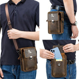 Black brown Leather Cross-Body Bag Genuine Leather Travel Bag Compact Crossbody Purse