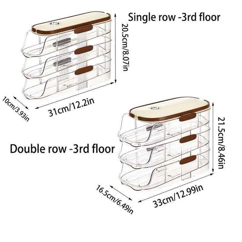 Beige Gold egg storage box, portable egg container, lidded egg holder, kitchen egg organizer, australian kitchen, fridge egg storage, stackable egg crate, see-through egg box