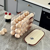 Beige Gold egg storage box, portable egg container, lidded egg holder, kitchen egg organizer, australian kitchen, fridge egg storage, stackable egg crate, see-through egg box
