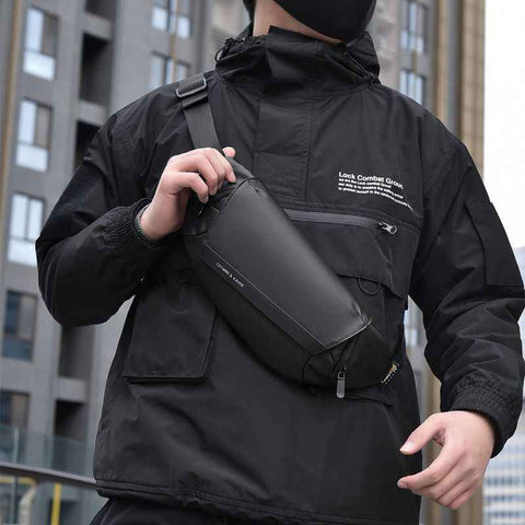 Black Gray Magnetic Closure Backpack Sling Bag Travel Backpack Daypack Crossbody Bag