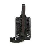 Black Gray Men'S Chest Bag Crocodile Embossed Bag Travel Bag Men Adjustable Strap Bag