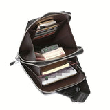 Black Gray Men'S Chest Bag Crocodile Embossed Bag Travel Bag Men Adjustable Strap Bag