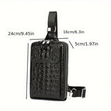 Black Gray Men'S Chest Bag Crocodile Embossed Bag Travel Bag Men Adjustable Strap Bag