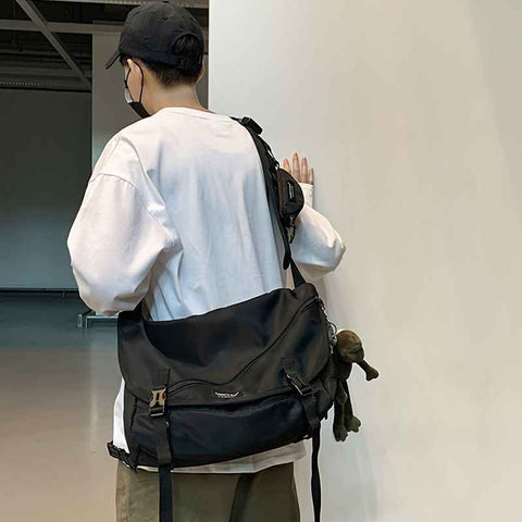 Black Gray Cross Body Bag Travel Bag Trendy Bag Hanging Accessory Durable Bag Spacious Bag