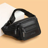 Brown Gray Leather Fanny Pack Travel Waist Bag Unisex Belt Bag Premium Leather Pouch