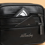 Brown Gray Leather Fanny Pack Travel Waist Bag Unisex Belt Bag Premium Leather Pouch