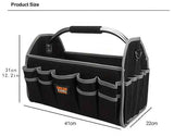 Black Yellow portable tool organizer, tool basket, tool storage, DIY tools, professional tools, tool compartments, Australian tradesperson, workshop organizer, heavy-duty tool carrier