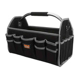 Black Yellow portable tool organizer, tool basket, tool storage, DIY tools, professional tools, tool compartments, Australian tradesperson, workshop organizer, heavy-duty tool carrier