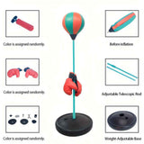 Black kids punching ball, boxing set for kids, martial arts toy for kids, adjustable punching ball, durable punching ball, children's fitness toy, active play equipment Australia