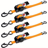 Yellow automatic webbing recovery ratchet strap, vehicle cargo strap, heavy-duty ratchet strap, long-length ratchet strap, easy-to-use ratchet strap, Australian transport