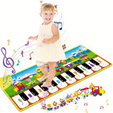 Yellow kids musical piano mat, Australian childrens toy, portable music mat, developmental play mat, interactive piano rug