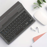 Black foldable wireless keyboard, Broadcom Microchip, US layout keyboard, iOS compatible keyboard, Android compatible keyboard, Windows compatible keyboard, portable keyboard, triple fold keyboard, Australian market keyboard, on-the-go typing