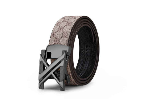 Men'S Genuine Leather Belt X-Shaped Buckle Men'S Accessories Trendy Belt - Gun buckle khaki strap - Size 110cm In Australia - Darrahopens