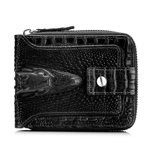 Men'S Wallet Genuine Leather Wallet Alligator-Embossed Wallet Horizontal Wallet - Black - Size m In Australia - Darrahopens