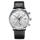 men's watch, ultra-thin watch, leather strap watch, luminous watch, waterproof watch, date calendar watch, curved glass watch, casual sports watch, OLIKA watch, men's fashion watch - Black leather belt with rose - gold and white face - Size Man