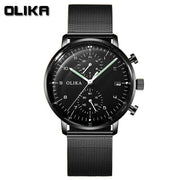 men's watch, ultra-thin watch, leather strap watch, luminous watch, waterproof watch, date calendar watch, curved glass watch, casual sports watch, OLIKA watch, men's fashion watch - Black - Size Man In Australia - Darrahopens
