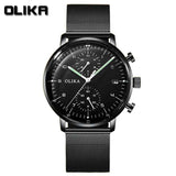 men's watch, ultra-thin watch, leather strap watch, luminous watch, waterproof watch, date calendar watch, curved glass watch, casual sports watch, OLIKA watch, men's fashion watch - Black - Size Man In Australia - Darrahopens