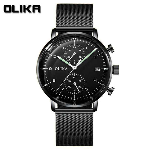 men's watch, ultra-thin watch, leather strap watch, luminous watch, waterproof watch, date calendar watch, curved glass watch, casual sports watch, OLIKA watch, men's fashion watch - Black - Size Man In Australia - Darrahopens