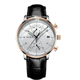 men's watch, ultra-thin watch, leather strap watch, luminous watch, waterproof watch, date calendar watch, curved glass watch, casual sports watch, OLIKA watch, men's fashion watch - Black - Size Man