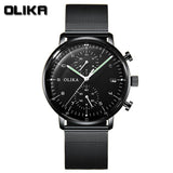 men's watch, ultra-thin watch, leather strap watch, luminous watch, waterproof watch, date calendar watch, curved glass watch, casual sports watch, OLIKA watch, men's fashion watch - Rose gold with a white face - Size Man