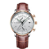 men's watch, ultra-thin watch, leather strap watch, luminous watch, waterproof watch, date calendar watch, curved glass watch, casual sports watch, OLIKA watch, men's fashion watch - Rose gold with a black face - Size Man