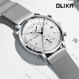 men's watch, ultra-thin watch, leather strap watch, luminous watch, waterproof watch, date calendar watch, curved glass watch, casual sports watch, OLIKA watch, men's fashion watch - Rose gold with a black face - Size Man