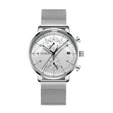 men's watch, ultra-thin watch, leather strap watch, luminous watch, waterproof watch, date calendar watch, curved glass watch, casual sports watch, OLIKA watch, men's fashion watch - Smooth genuine leather with a white surface - Size Man